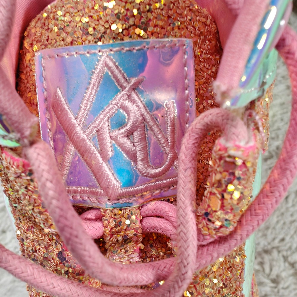 YRU Pink Holographic Glitter Chunky Platform Sneaker Shoe Sz7 Rave Festival Punk - Picture 8 of 10